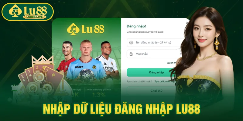 Nhập dữ liệu đăng nhập LU88